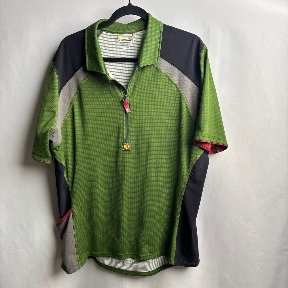 Pearl Izumi Mens XL Green Colorblock 1/4 Zip Cycling Jersey Style 0677 Spring 08